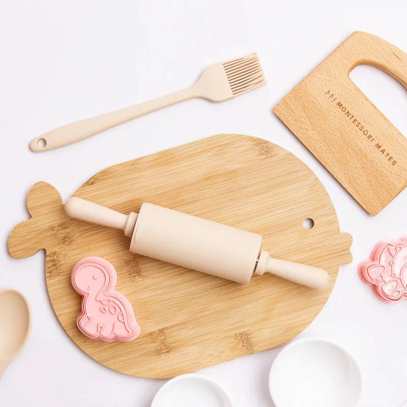 Wooden Kids Cutting Board + Knife Set