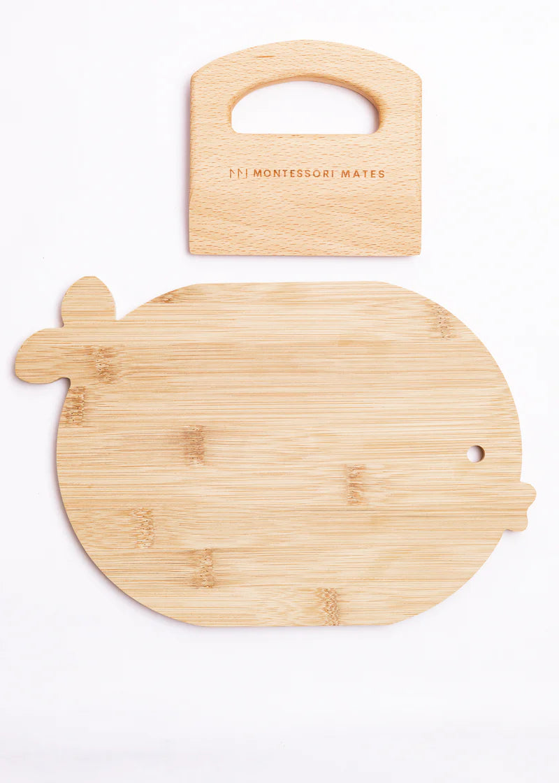 Wooden Kids Cutting Board + Knife Set