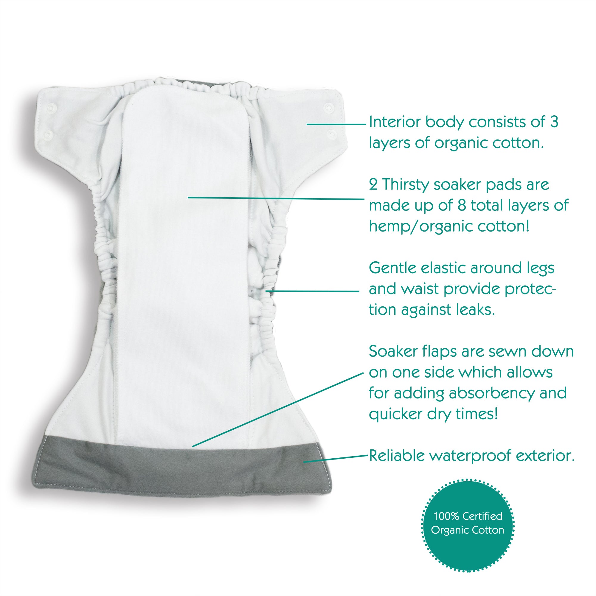Natural One Size AIO (Hook & Loop)