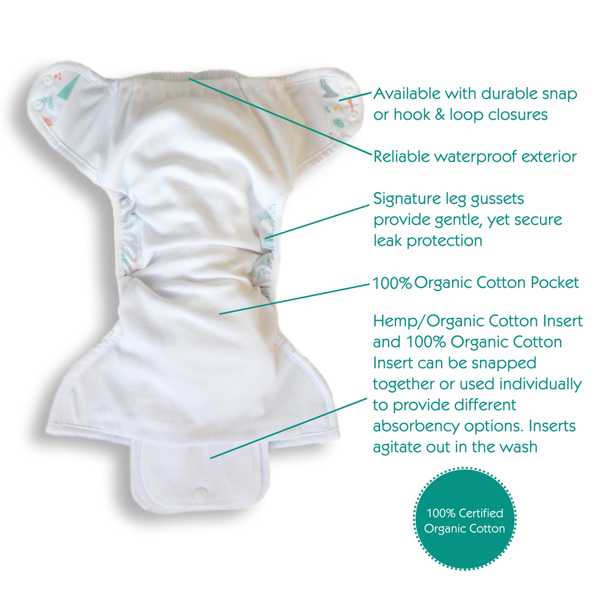 Natural One Size Pocket (Hook&Loop)